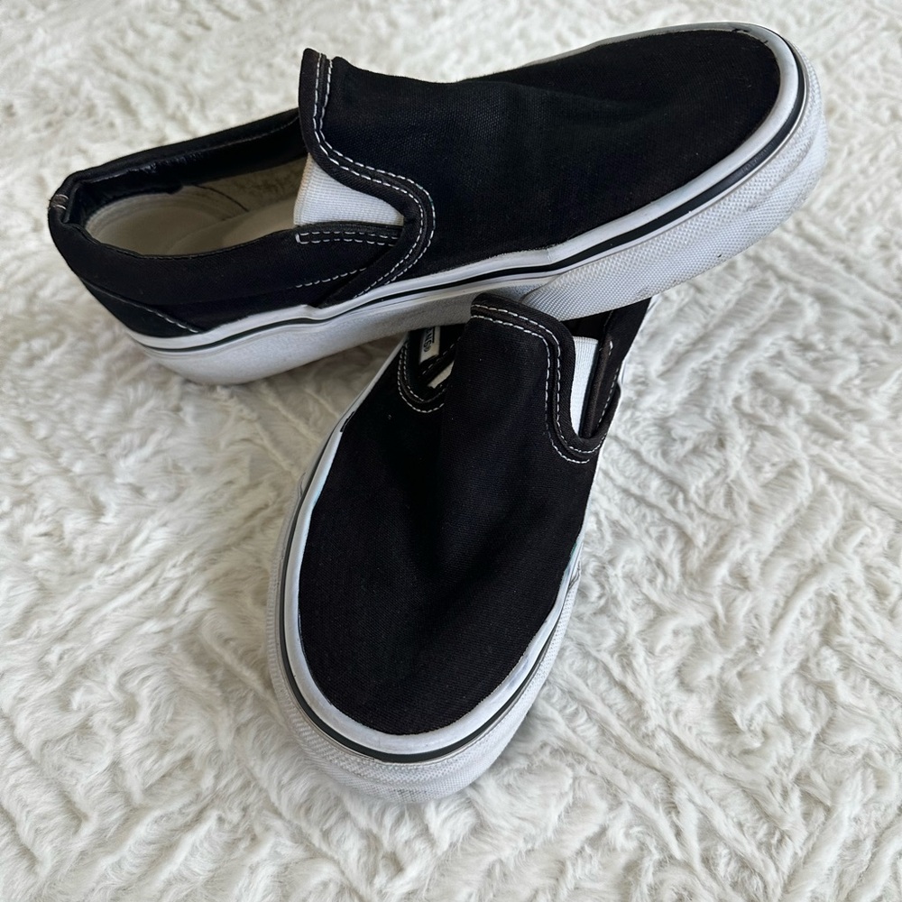 VANS Off The Wall Mens 3.5 Womens 5 Black Slip On Low Skate Shoes Sneakers